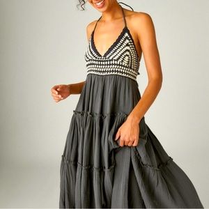 Lucky Brand Crochet Trim Maxi Dress